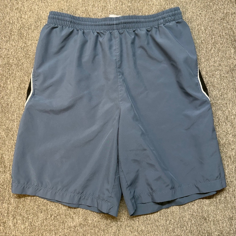 Reebok Mens Athletic Gym Shorts Blue Gray Black White Trim Size M 000